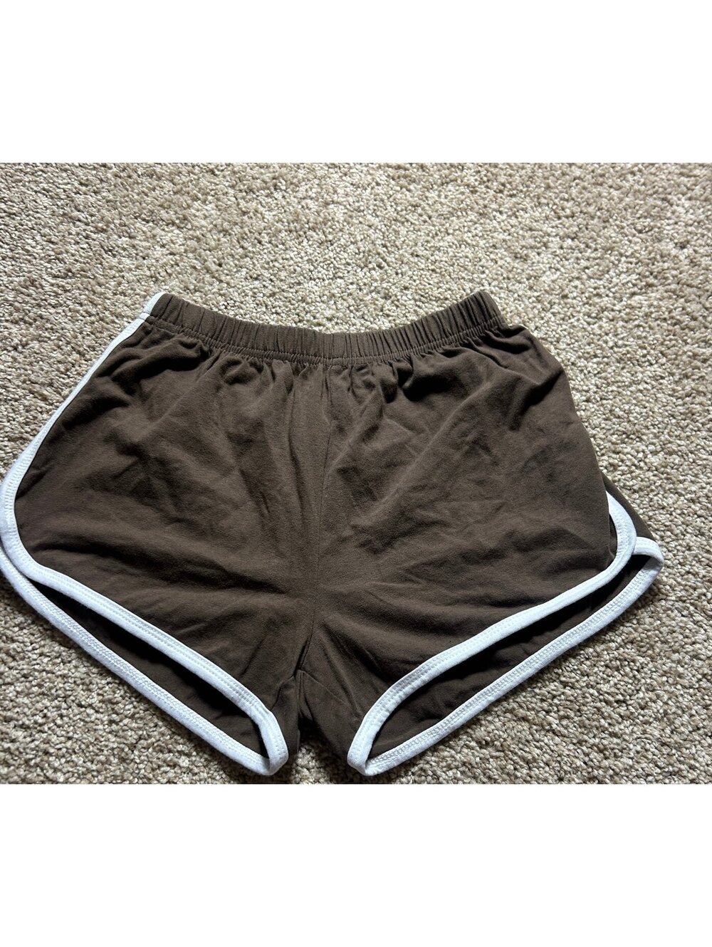 Women's Brown Athletic Running Shorts Elastic Waist Casual Activewear Size S